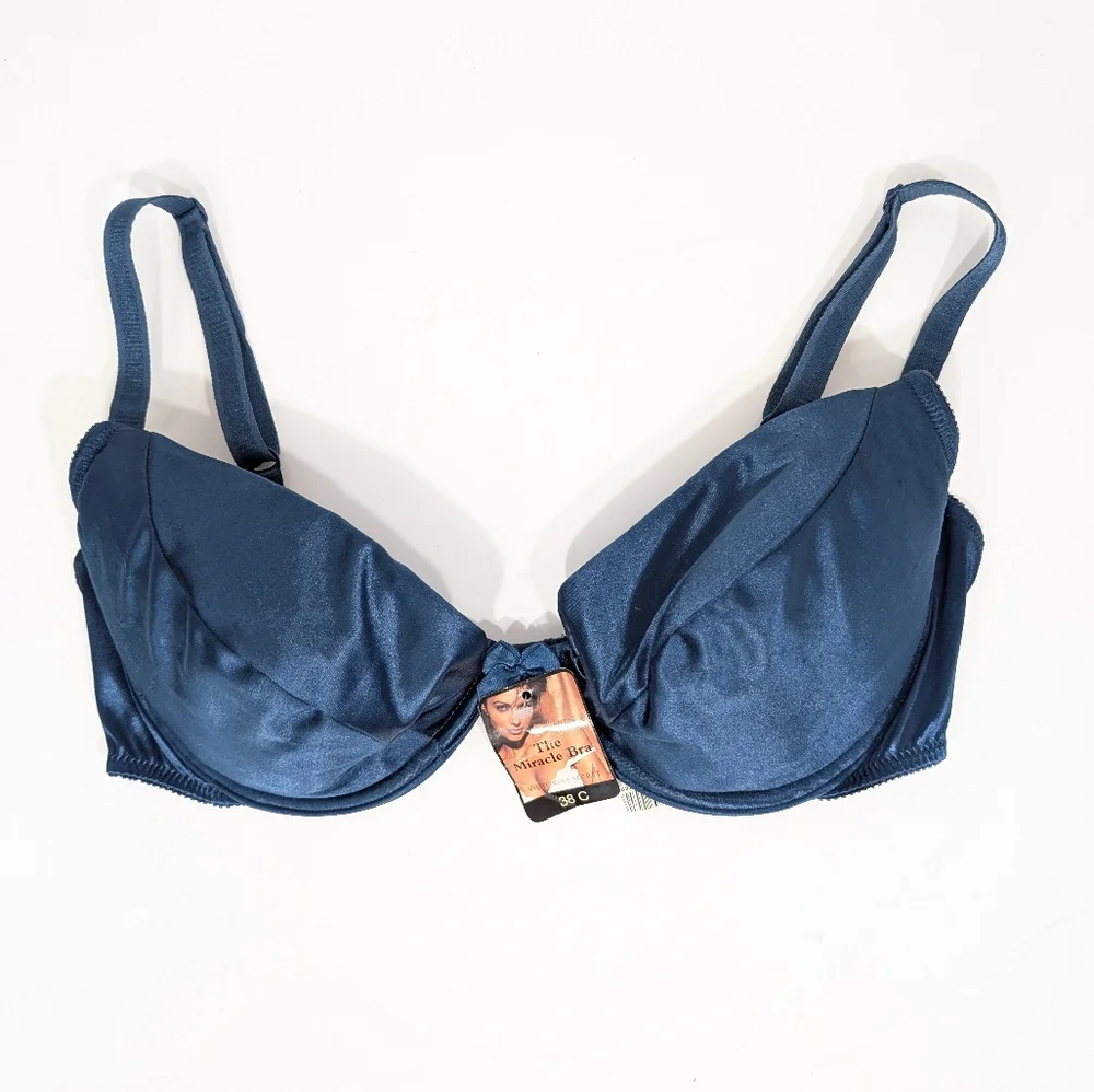 Vintage Victoria's Secret Miracle Second Skin Satin Bra 38C Women NEW 90s silky